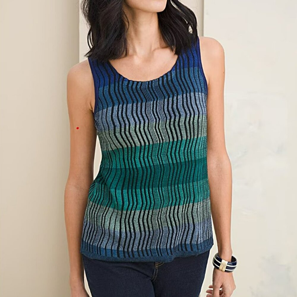 Chico's Size 4 XXL Womens Multi Stripe Sweater Tank Top NEW